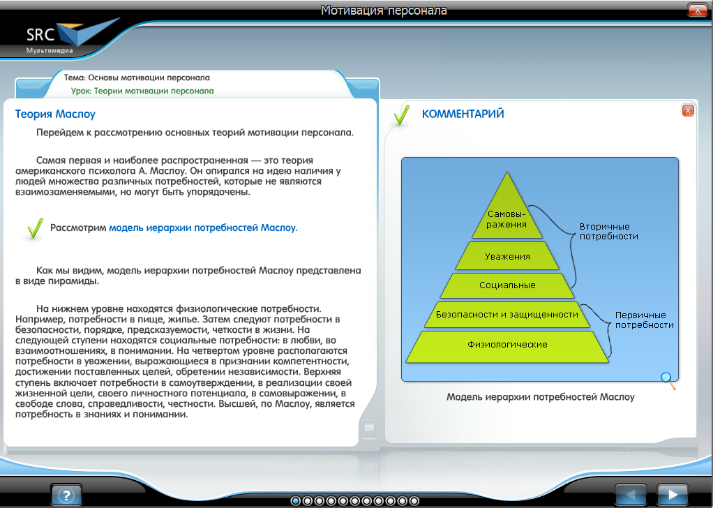 «Мотивация персонала» - готовый электронный SCORM курс SRC Мультимедиа