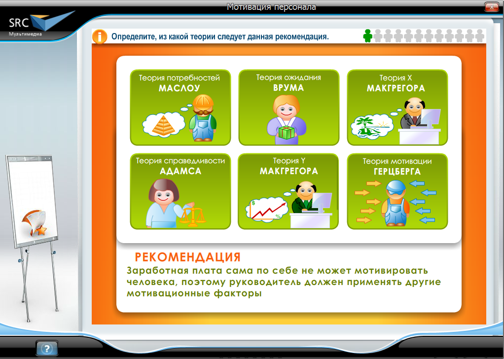 Электронный курс Мотивация персонала, Интерактивные упражнения