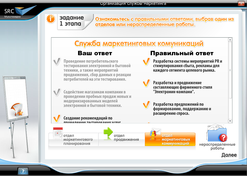 Электронный курс Организация службы маркетинга. Базовый курс, Интерактивные упражнения