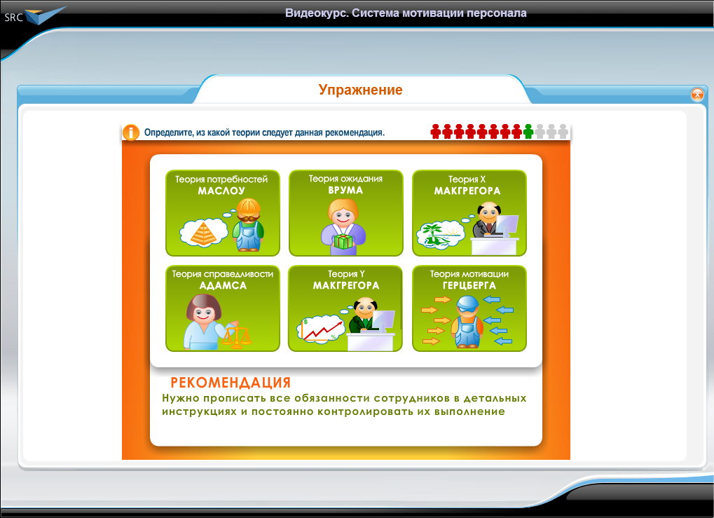 Видеокурс Система мотивации персонала, Интерактивное упражнение