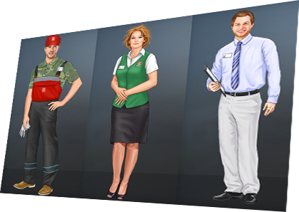 Пример персонажей их игрового тренажера обслуживания клиентов «Менеджер АЗС» для ПАО «ЛУКОЙЛ»