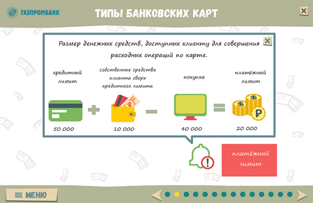 Электронные справочники по кредитным продуктам для Газпромбанка - интерактивные упражнения