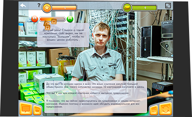 Игровой диалоговый симулятор B2B переговоров и продаж для компании Комус - локация IT-специалист